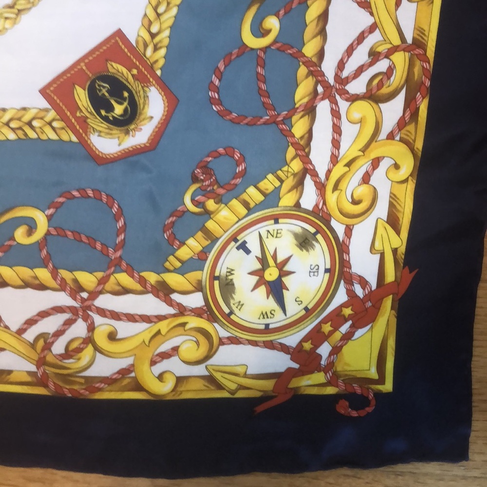 VTG Adana Nautical Theme Square Silk Hand Rolled Scarf - Picture 6 of 15